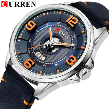 Curren 8305 New Men Watch Quartz Wristwatches Analog Army Military Watches Leather Waterproof Relogio Masculino